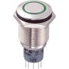 Zip Switch LAS2GQF-22E/G/12V/N/P 16mm IP67 Vandal DPDT Green LED Flush Brass
