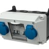 Rozdzielnica gniazdowa AMAXX, 2x 16A schuko IP 44 RCD 2P, zaciski śrubowe 910008