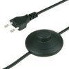 Przewód sznur przyłączeniowy z euro-wtyczką płaską i z wyłącznikiemiem nożnym, 2m, czarny / 05666