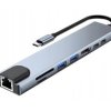 Hub USB typ C/2x USB-A + 2x USB-C PD + HDMI 4K + RJ45 + SD/TF CARD