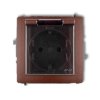 DECO Gniazdo bryzgoszczelne z/u SCHUKO (klapka dymna) brązowy metalik 9DGPB-1sdp