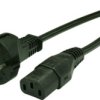 Device connection cable, Europe, plug type E + F, straight on C13 socket, straight, H05VV-F3G0.75 mm², black, 1 m, VIIG-H05VVF3G