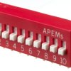DIP switche, 10 pole, angled, 25 mA/24 VDC, NDA-10-V