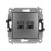ICON Mechanizm gniazda komputerowego podwójnego 2xRJ45, kat. 8, ekranowane, 8-stykowy, bez pola opisowego grafitowy 11IGKBO-12