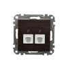 Gniazdo telefoniczne podwójne RJ11, wenge, efekt drewna, Sedna Design i Elements SDD181492