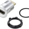 TRU COMPONENTS TC-11980448 Gniazdo adaptera panelu HDMI 2.0 złącze żeńskie HDMI złącze męskie HDMI srebrny Ilość styków: