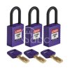Kłódka LOTO SafeKey nylonowa, szekla 38 mm, fioletowa (3 szt.), 150353