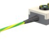 POAG connection cable with (POAG socket, spring-loaded, angled) to (3 x POAG panel socket, straight), 1 m, green/yellow, PVC, 6.