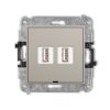 MINI Mechanizm gniazda podwójnego 2xUSB A-A 2.0, bez pola opisowego taupe 60MGUSBBO-2 KARLIK