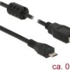 Delock Kabel USB USB 2.0 Złącze męskie USB-A, Złącze męskie USB Micro-B 0.50 m czarny z rdzeniem ferrytowym 84900
