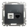 SEDNA DESIGN & ELEMENTS Gniazdo komputerowo-telefoniczne (RJ45 kat.6UTP+RJ11) czarny antracyt SDD114468 SCHNEIDER ELECTRIC