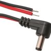 DC connection cable, 2 m, red/black, plug 2.5 x 5.5 mm, angled to open end, 072073