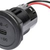 Gniazdo zasilania USB-C PD/QC 60 W bez diody LED ProCar 12 V, 24 V
