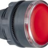 Pushbutton, illuminable, groping, waistband round, red, front ring black, mounting Ø 22 mm, ZB5AA48