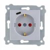 Gniazdo z uziemieniem Schuko 2P+E i przesłonami torów prądowych + gniazdo Typ C Srebrny 274/10E EXEN