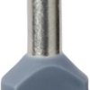 Insulated twin wire end ferrule, 2.5 mm², 18.5 mm long, NF C 63-023, gray, AZ5DE0255