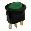 Przełącznik; klawiszowy (kołyskowy); okrągły 12V G0I; ON-OFF; 1 tor; zielony; podświetlenie LED 12V; zielony; bistabilny; konekt