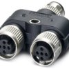 Adapter, 2 x M12 (5 pole, socket) to M12 (5 pole, plug), Y-shape, 1419920