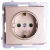 Sonata Gniazdo Pojedyncze Z/U Schuko Z Przesłonami Szampański Złoty Gp-1Rsp/M/39