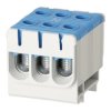 Blok rozdzielczy odgałęźny 3-polowy Al/Cu 2,5-50mm2 (max. 50mm2) na szynę TH35 niebieski FJ-E50/3/B HEDO