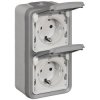 Legrand 69744 Plexo Socket Grey IP44 2-Way Vertical Wet Room Use