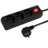 Przedłużacz sieciowy 3-Gniazda z uziemieniem 5m czarny z wyłącznikiem