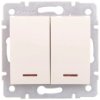 LOGI Łącznik dwugrupowy świecznikowy z LED śrubowy 10AX 250V kremowy 021120103 25139
