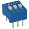Przełącznik; DIP switch; 3 tory; DIPS3ND; niebieski; przewlekany (THT); h=5,2 + suwak 1,1mm; 25mA; 24V DC; biały; KLS; RoHS