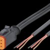 Sensor actuator cable, DEUTSCH cable socket, straight to open end, 6 pole, 1 m, PUR, black, 4 A, E12546