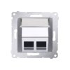 SIMON 54 Pokrywa gniazd teleinformatycznych na Keystone skośna podwójna z polem opisowym (moduł) srebrny mat DKP2S.01/43 KONTAKT