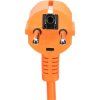 Power cord, round, Europe, plug type E + F, angled on C13 socket, straight, H05VV-F3G0.75 mm², orange, 0.3 m, 7102O-0,3M