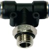 Trójnik pneumatyczny wtykowy typu T G 1/2 GZ do węża fi 10 mm, tworzywo sztuczne