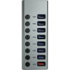 Maxtrack CH11L USB 3.0 hub with 8 ports silver-grey individually connectable