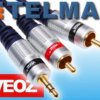 Przewód kabel jack 3.5mm STEREO - 2RCA VEOZ 1m