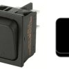 Rocker switch, black, 2 pole, (On)-Off-(On), changeover switch, 6 (4) A/250 VAC, IP40, unlit, unprinted, 1839.3402