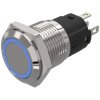 EAO 82-4551.2124 16mm Illum PButton Alu flush Solder Maint Ag Ring Blue 24VAC/DC