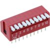 10-Way Piano DIP DIL Red PCB Switch