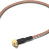Coaxial cable, MMCX plug (angled) to MMCX plug (angled), 50 Ω, RG-178/U, grommet black, 152.4 mm, 65502410415301