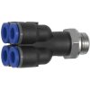 Multiple distributor, L 45.1 mm, 10 bar, plastic/brass, nickel-plated, for hose, 109788