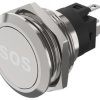Podświetlany łącznik przyciskowy Chwilowy SPDT średnica wycięcia 22.3mm, montaż panelowy EAO