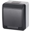 Gniazdo zasilające pojedyncze natynkowe hermetyczne IP44 antracyt z klapką antracytową 2P+Z Schuko 16A HERMES ELEKTRO-PLAST