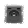 Simon 55 Gniazdo wtyczkowe ze zintegrowaną ładowarką 2xUSB A (moduł), 2.1 A, 5 V DC, 230 V Grafitowy mat TGZ1ZUSB2AA.01/116