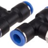 Złączka pneumatyczna Wciskane 10 mm Wciskane 10 mm RS PRO Adapter gwintowany teowy R 1/4 męskie