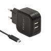Qoltec Ładowarka sieciowa 17W 5V 3.4A 2xUSB + kabel USB typC