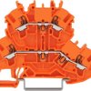 Feed-through/feed-through terminal block, spring-clamp connection, 0.25-4.0 mm², 2 pole, 24 A, 6 kV, orange, 2002-2206