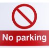 Znak zakazu Sztywny plastik PP Czerwony/biały Zakaz parkowania, No Parking, Angielski Nie Znak