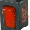 Rocker switch, red, 1 pole, On-Off, off switch, 10 (4) A/250 VAC, 6 (4) A/250 VAC, IP40, illuminated, unprinted, 1800.1102