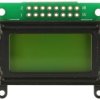 Wyświetlacz; LCD; alfanumeryczny; LCD-LC-0802C-YHY Y/G-E6; 8x2; czarny; Kolor tła: zielony; podświetlenie LED; 31mm; 14,5mm; AV-