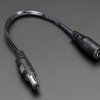 Adafruit 3.8 / 1.3mm or 3.5 / 1.1mm to 5.5 / 2.1mm DC Jack Adapter Cable