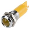 Lampka kontrolna do montażu panelowego 24V dc, Żółta 14mm Dioda LED migająca Chrom Końcówka lutownicza RS PRO
